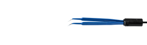 Bipolar forceps, single-use, McPherson, angled, tip 0.5 mm, length 102 mm with connecting cable 5 m, 2-Pin 28 mm plug